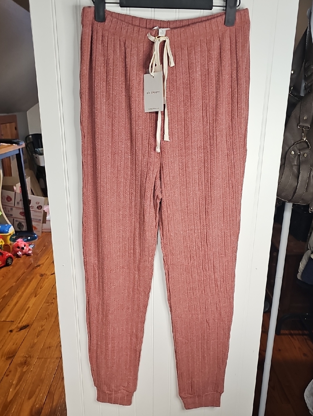 Blu Pepper Ribbed Joggers in Dusty Mauve